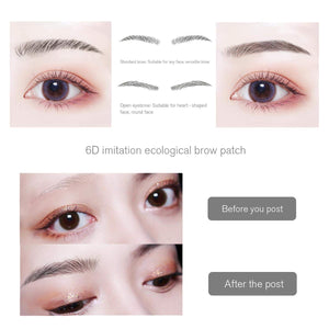 10 Sheets Black 6D Eyebrows Stickers Imitation Ecological Hair-Like Waterproof Natural Tattoos Eyebrows Stickers 100 Pairs