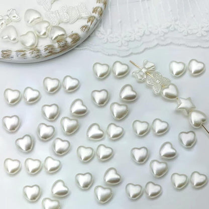 200 PCs ABS Imitation Pearl Beads - 10mm White Butterfly Star Heart Bowknot Beads - Aesthetic Beads For Jewelry Making Bracelets Necklace